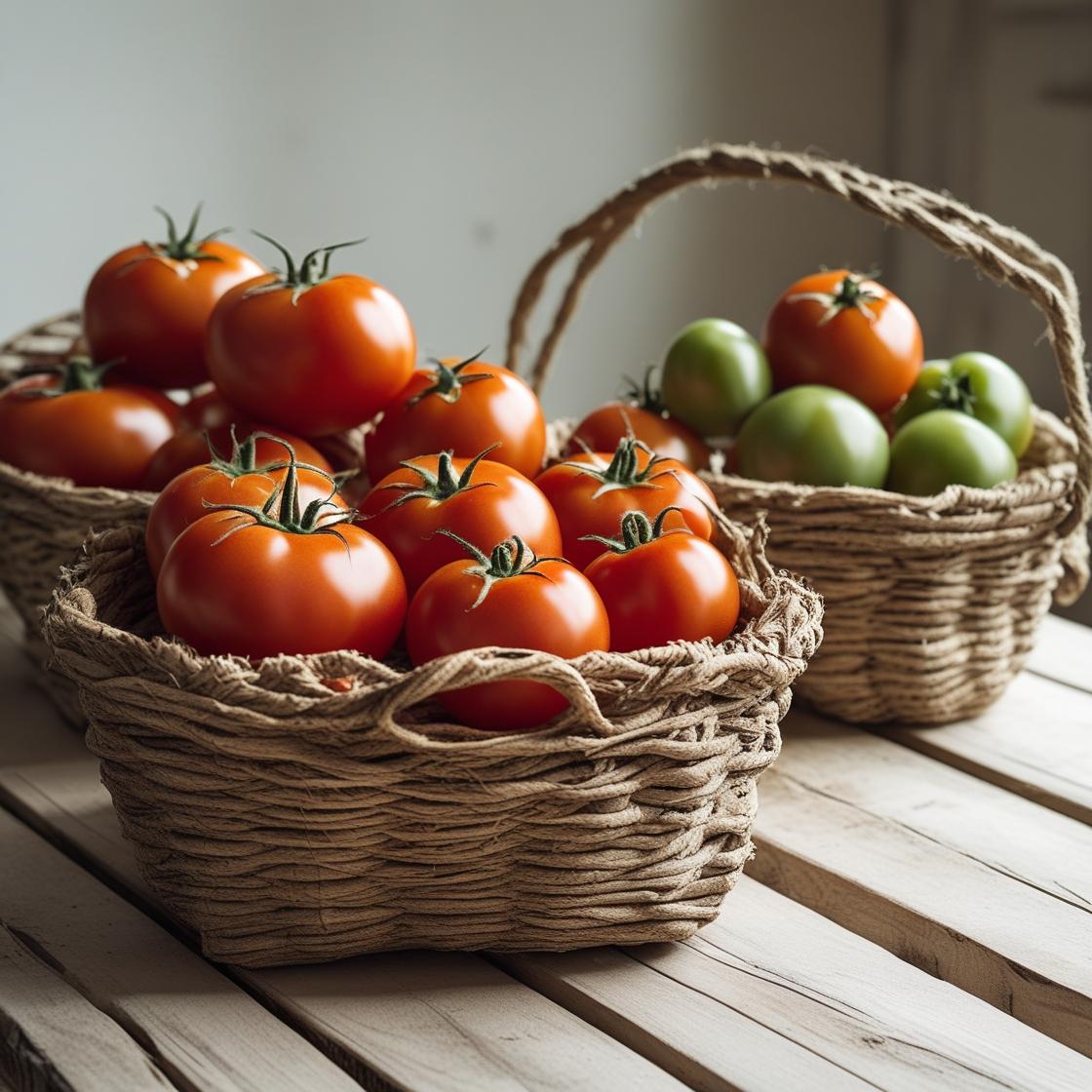 Tomates en cestas de fincas